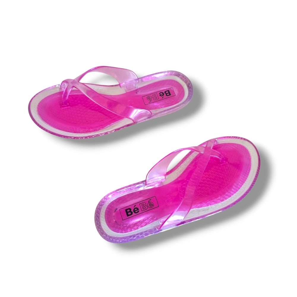 bebe Clear Pink Jelly Flip Flop Sandals - Picture 12 of 16